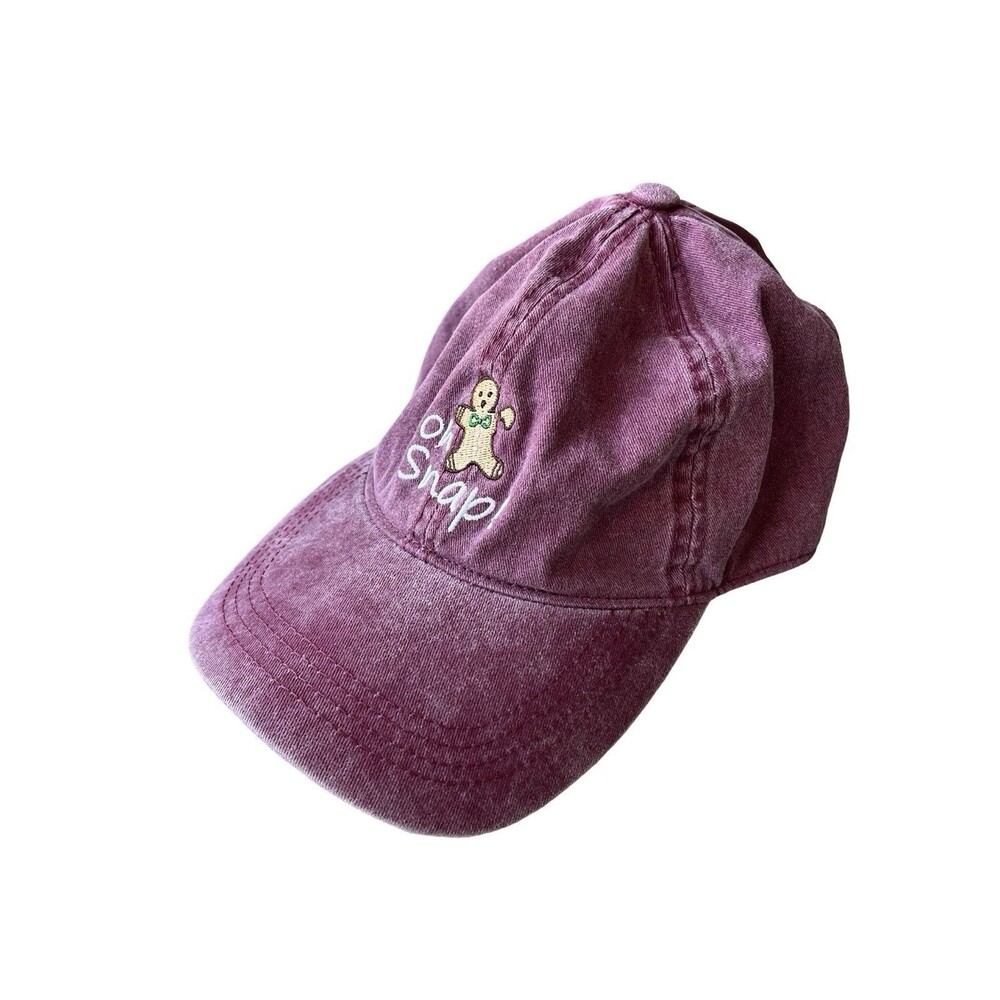 David & Young Oh Snap Gingerbread Cookie Christmas Dad Hat Burgundy Adjustable